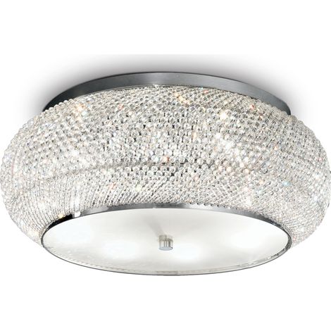 Plafoniera Contemporanea Pasha' Metallo-Cristallo Cromo 10 Luci E14 (1/3)