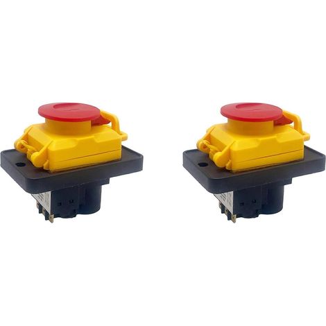 2 interrupteurs à bouton-poussoir magnétiques étanches 400 V à 6 broches pour machines de meulage de cuves (fournitures électriques) KJD18 (1/5)