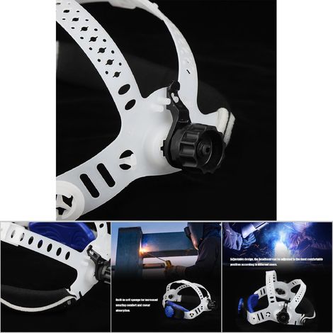 Casque de Soudeur Masque à Bandeau Réglable pour Écran Auto-Assombrissant Accessoires (Blanc) (1/5)