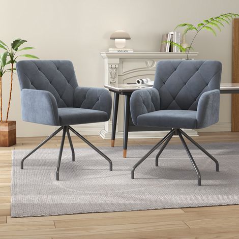 Chaise rembourrée en velours - style moderne - Gris - 2 pièces (1/5)