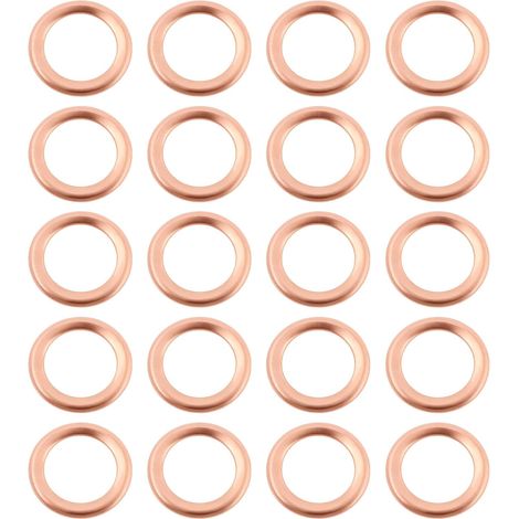 Lot de 20pcs Joints de Vidange d'huile 12x18x2mm Anneaux d'étanchéité de Remplissage Anneaux Creux Joints en Cuivre Rondelles de Remplacement pour Automobile (1/5)