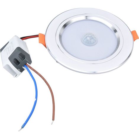 Plafonnier LED encastré 9W avec détecteur de mouvement infrarouge, lampe moderne à intensité variable pour couloir ou balcon, lumière chaude. (1/5)