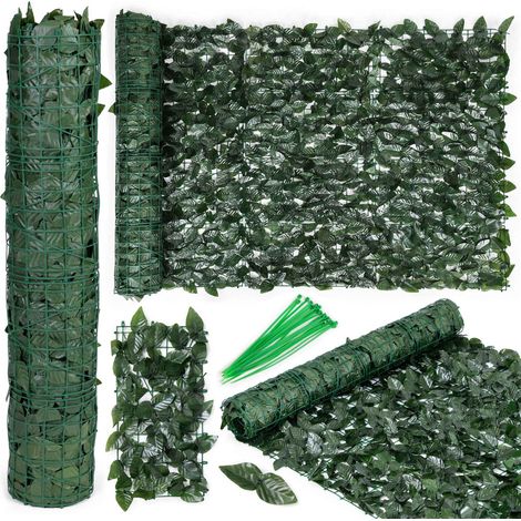 Künstliche Hecke 300x100 cm, efeugrüne Abdeckwand