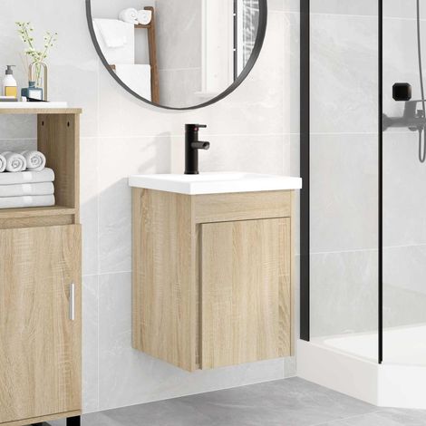 Unidad de tocador de baño con grifo Roble