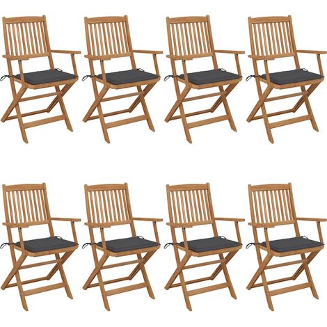 Klappbare Gartenstühle 8 Stk. mit Kissen Massivholz Akazie
