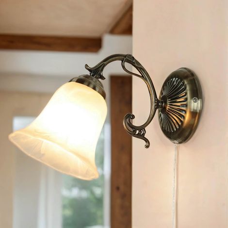 Applique murale E14 Blanc Bronze Verre Métal Art Nouveau (1/5)