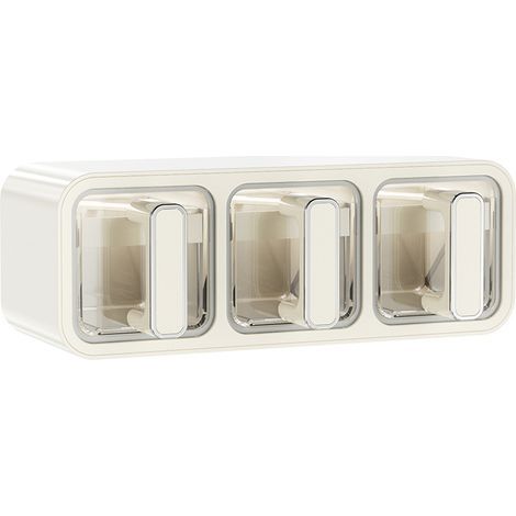 Wandmontierter Gewürzorganizer, Gewürzaufbewahrungsbox, große Küchengewürzbox, 3-teilige PP-Gewürzbox, Gewürzschublade mit Löffel für Gewürze, Salz und Zucker, bla (1/5)