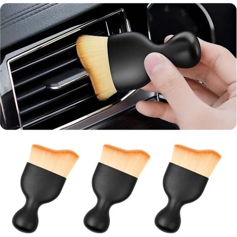 Set di 3 spazzole per la pulizia dell'auto, spazzole per la pulizia dell'auto, spazzole per la polvere dell'auto con setole morbide, spazzola per la pulizia dell'auto per motore, cruscotto e interni ( (1/4)