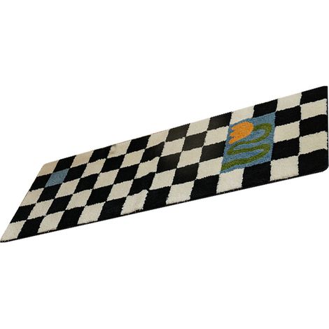 Eckteppich, schwarz-weiß kariert, Vintage-Design, saugfähig, fleckenabweisend, 40 x 120 cm, geeignet für Wohnzimmer, Typ 5 (1/5)