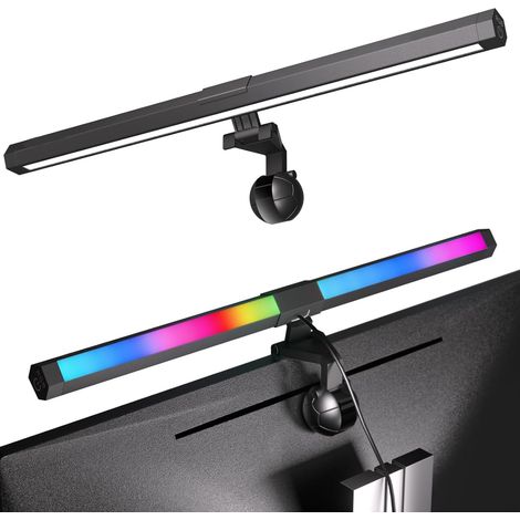 Barre Lumineuse LED - 40 cm - 72 LED 2835 - Réglage Luminosité et Température Couleur - Pince Contrepoids pour Écran 1 à 3 cm - Alimentation USB - 1 Pièce