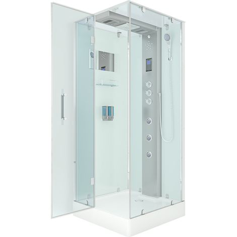 Duschkabine Komplettdusche Fertigdusche Dusche D38-10L1-EC 90x90 cm mit 2K Scheiben Versiegelung (1/5)