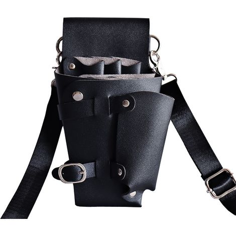 Lntyq Salon Styliste Outils de Coiffure Ceinture Sac, Ciseaux de Coiffure - Sac à Main Cuir pour Ranger des Qutils de Barbier, Noir