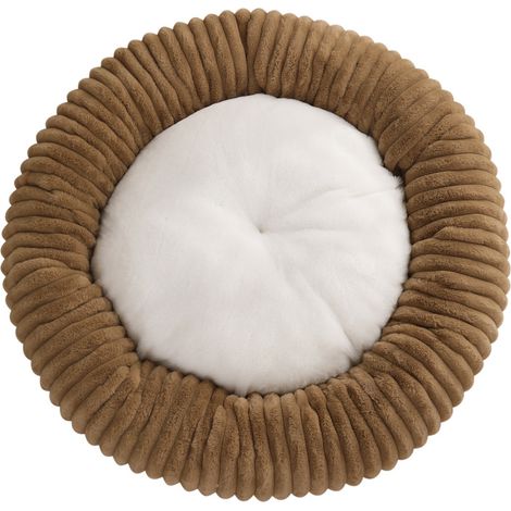 Panier pour chien en forme de donut – confortable et doux – panier pour animaux – tissu – Khaki (1/5)