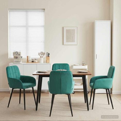 vidaXL Sillas de comedor 4 uds. Terciopelo Tuquesa 56.5 x 50 x 85 cm (1/5)