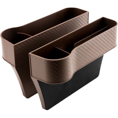 Porte-gobelet Voiture Brun, Boîte de Rangement pour Espace entre Siège et Console, Organisateur de Garniture avec Couvercle, Accessoire Auto (1/5)