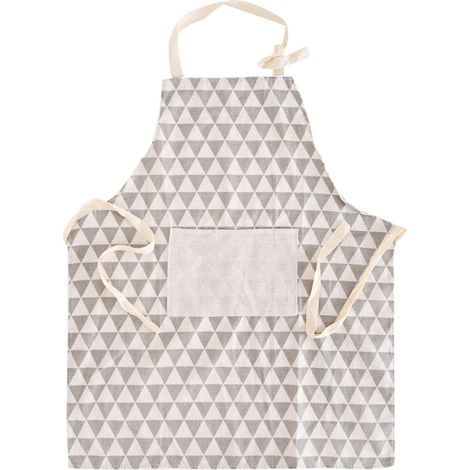 Tablier En Coton Et Lin - Résistant Aux Taches Et À L'Huile - Pour Cuisine Et Jardinage - Avec Poche Avant - Blanc À Carreaux (1/2)