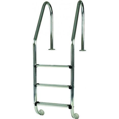 GRE Echelle standard inox pour piscine enterrée, 3 marches 1,20m (1/2)