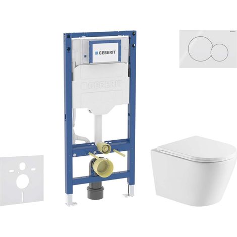 Geberit Duofix - Set de bâti-support, cuvette Nefia et abattant softclose, plaque de déclenchement Sigma01, blanc alpin SANI11CA31106