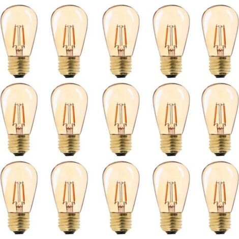 QORVA-Ampoule LED E27 Vintage, ST45 Facile à utiliser 1W=10W Ampoules à incandescence Blanc chaud 2200K Culot moyen E27 Ampoule pour lampe de chevet Verre doré Non dimmable Lot de 15 [Classe énergétiq