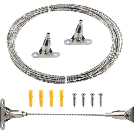 2 mm x 6 m PVC Coated Stainless Steel Wire Hanging Frame with Metal Cable Fixed Codes Screws for Hanging Photo Clothes Lamp Curtains Loaded Max 30kg (1/5)