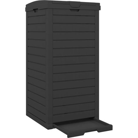 Poubelle d'Extérieur 118L, Poubelle de Jardin avec Couvercle, Poubelle Deco Rectangle avec Bac de Récupération, 40 x 40 x 86 cm (2, Marron) (1/5)