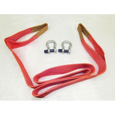 Heavy Duty Tow Strap 15 Ton 3 Metre with Shackles (15T 3M Recovery Towing Strop)