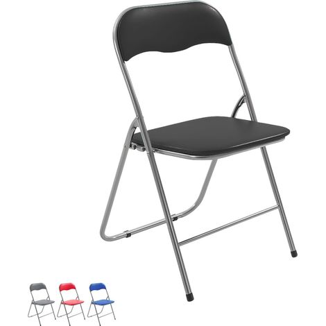 Sedia Pieghevole Imbottita Flash Nera - Sedia slim salvaspazio con telaio in Metallo, Seduta in PVC e Piedi Antiscivolo - Misura aperta 44x47x82 cm (1/5)