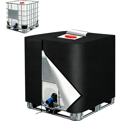 Housse pour cuve IBC 1000L 120x100x116 cm, Oxford 420D, anti-UV, étanche, anti-poussière, zippée avec fenêtre transparente. (1/5)