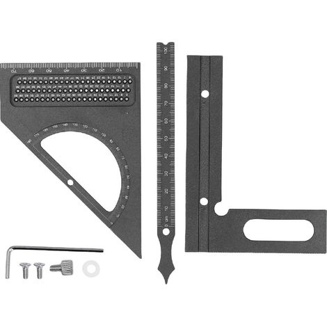 Équerre multifonction en aluminium avec pointeur semi-circulaire - Règlet d'angle 3D ajustable pour travaux de bois (1/5)