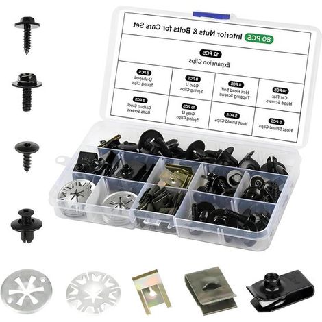 80-teiliges Karosserieschrauben-Set – Blechmuttern und U-förmige Klemmen (1/5)
