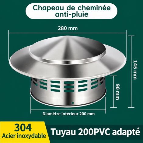 Chapeau pare-pluie parapluie 304 pour tuyau 200 en inox pour toiture et ventilation 500 g – Livraison gratuite (1/5)