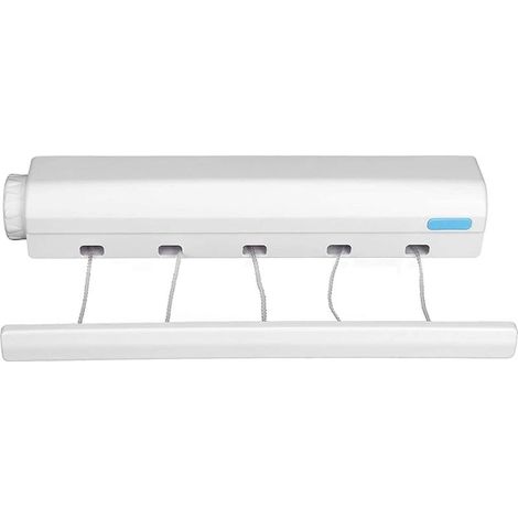 Étendoir à linge télescopique pour fixation murale, adapté à une utilisation intérieure et extérieure (5 lignes) (1/5)