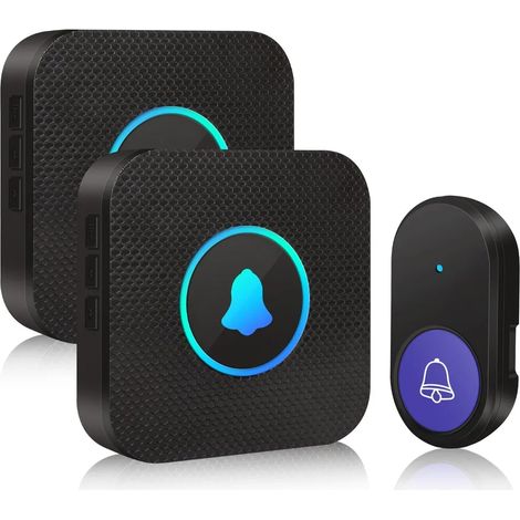Sonnette sans fil étanche IP55 pour porte d'entrée, portée 400 m, avec 2 récepteurs et 1 émetteur. (1/5)