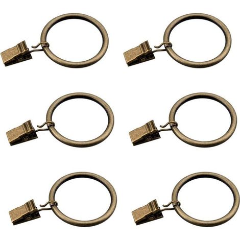 Set mit 30 bronzefarbenen Gardinenringen mit Clips/Hochwertige, dekorative Metall-Gardinenclips mit Ösen für Gardinen, Badezimmergardinen, passend für 1 1/4 Zoll Stangen (1/5)