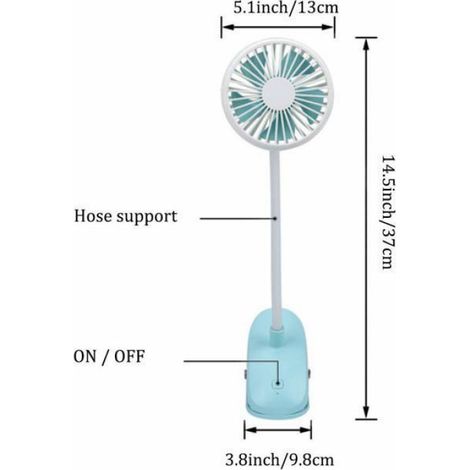 Ventilateur Portable - Ventilateur USB Poussette Pliaable - 2000 mAh - Bureau Siège Auto Camping Voyage (1/5)