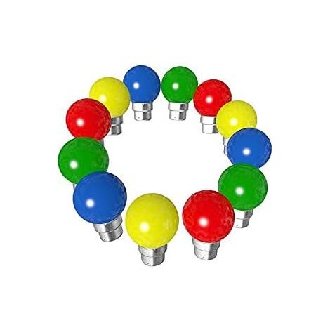 12er-Pack – B22 LED Lampen 1W – Unzerbrechlich – (3x Rot, 3x Gelb, 3x Grün, 3x Blau)