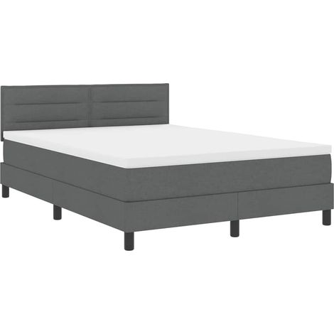 Maison Exclusive - Letto a molle con materasso Grigio scuro 140 x 190 cm Tessuto