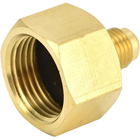 Raccord Adaptateur en Laiton R134A, Adaptateur de Réservoir de Réfrigérant en Laiton R134A Adaptateur de Raccord R32, Adaptateur de Réfrigérant de Climatisation W21 à 1/4SAE (1/5)