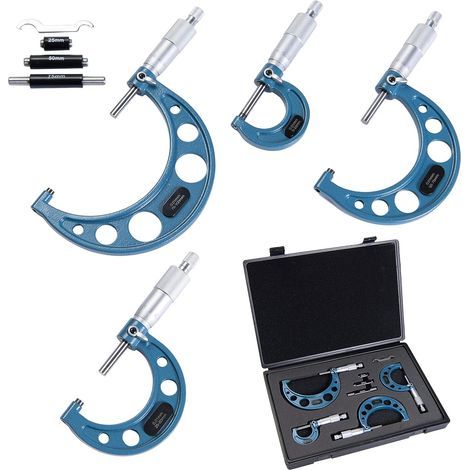 Micromètre extérieur 0-100mm 0.01mm – Précision élevée – 4 pièces en carbure dur – Coffret avec étalonnage (1/5)