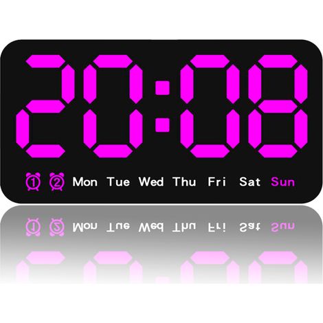 Grande horloge murale numérique, réveil LED avec grands chiffres, double alarme, 3 niveaux de luminosité, style 2 (1/5)