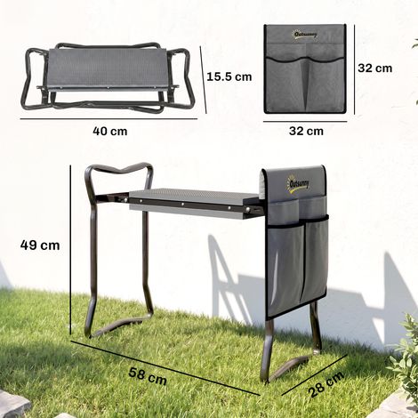 Chaise de musculation 2 en 1 en acier avec sac de rangement et coussin en EVA, 58 x 28 x 49 cm, grise et noire (1/5)