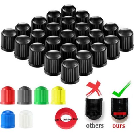 Lot de 10 pour Pneus de Voiture, Couvre-Valves, Capsules de Valve pour Automobiles, SUV, Motos, Vélos - Adaptés à Tous Les Valves Schrader (Noir) (1/4)