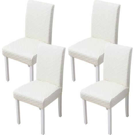 Lot de 4 housses de chaise extensibles et lavables pour restaurants et réceptions – protections pour sièges de cuisine, élastiques, faciles d'entretien et parfaitement ajustées – Crezuo