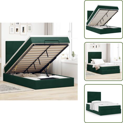 vidaXL Ottoman-Bett mit Matratzen Dunkelgrün 120x190 cm Samt (1/5)
