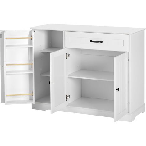 Aparador moderno blanco de MDF con 3 puertas y 1 cajón (1/5)