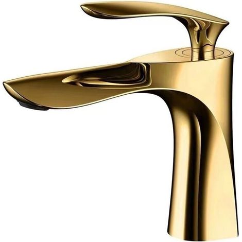 Washbasin tap, mixer tap made of brass, gold-chrome plated surface, mixer tap with washbasin
