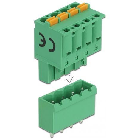 Delock Bloque de terminales fijado para PCB 4 pin 5,08 mm paso vertical