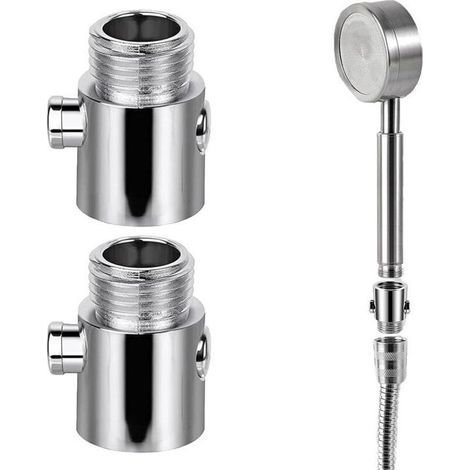 Robinet d’arrêt pour pommeau de douche en laiton – 2 pièces, raccord G1/2”, interrupteur intégré, économie d’eau (1/4)