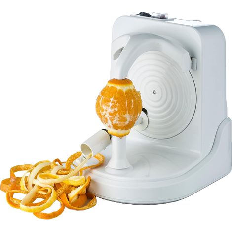 Éplucheur Électrique Épluche Fruits et Légumes Automatique,Pour Pommes de Terre,Oranges, Kiwis,Plastique Durable, Bras Adaptable, Orange, Acier Inoxydable