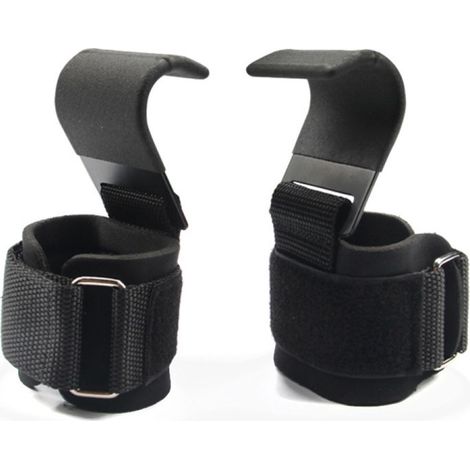 Sangle De Levage - Crochet Pour Poignet - Renfort Antidérapant Pour Halterophilies Et Musculation - Noir - 1 Pièce (1/5)